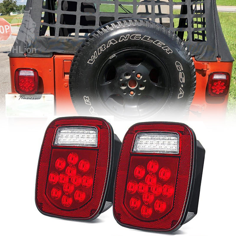 2PCS LED Tail Lights Brake Reverse Turn Signal Lamp For Jeep Wrangler TJ CJ 76-06