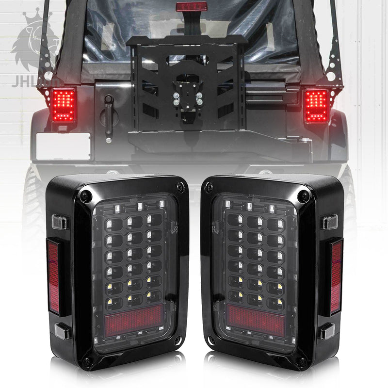 Smoke/Clear Lens LED Tail Lights DOT Approved for 2007-2018 Jeep Wrangler JK JKU, High Intensity Led Rear Taillights w/Parking Light, Brake Turn Signal Lamp and Reverse Lamps Function